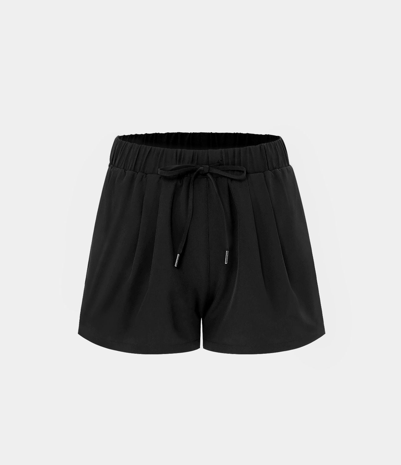 Short 7,5cm Casual à Taille Moyenne avec Ceinture Élastique Cordon de Serrage et Poches Latérales Ruchées